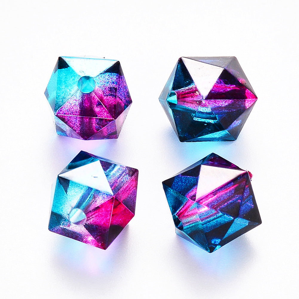 Wholesale 100PCS/Pack 8MM Polygon Two Color Clear Acrylic Beads